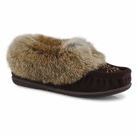 Womens Cute 5 Rabbit Fur SoftMocs - Chocolate