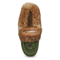 Womens Cute 5 Rabbit Fur SoftMocs - Green