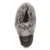 Womens Cute 5 Rabbit Fur SoftMocs - Grey