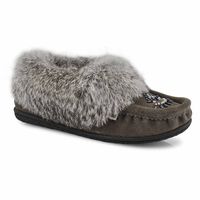 Womens Cute 5 Rabbit Fur SoftMocs - Grey