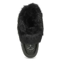 Womens Cute 5 L Rabbit Fur SoftMocs - Black