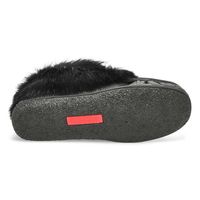 Womens Cute 5 L Rabbit Fur SoftMocs - Black