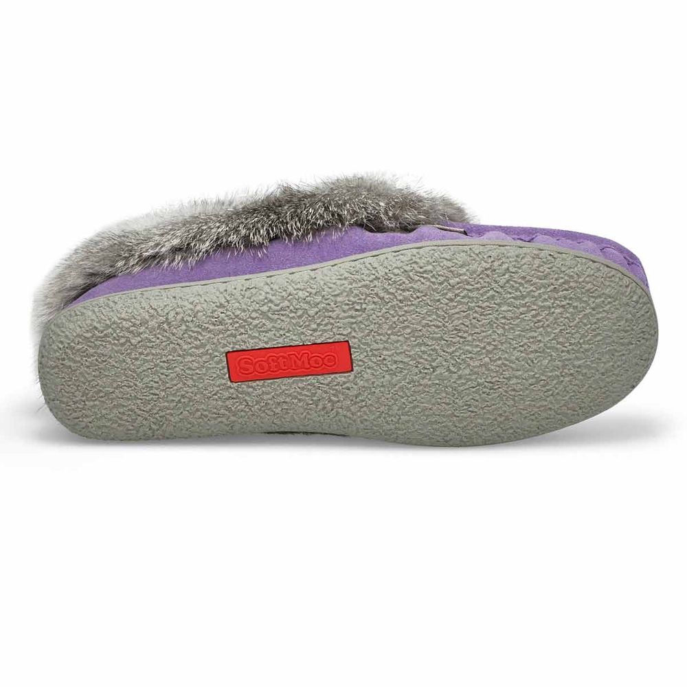 Womens Cute 5 Rabbit Fur SoftMocs - Lavender