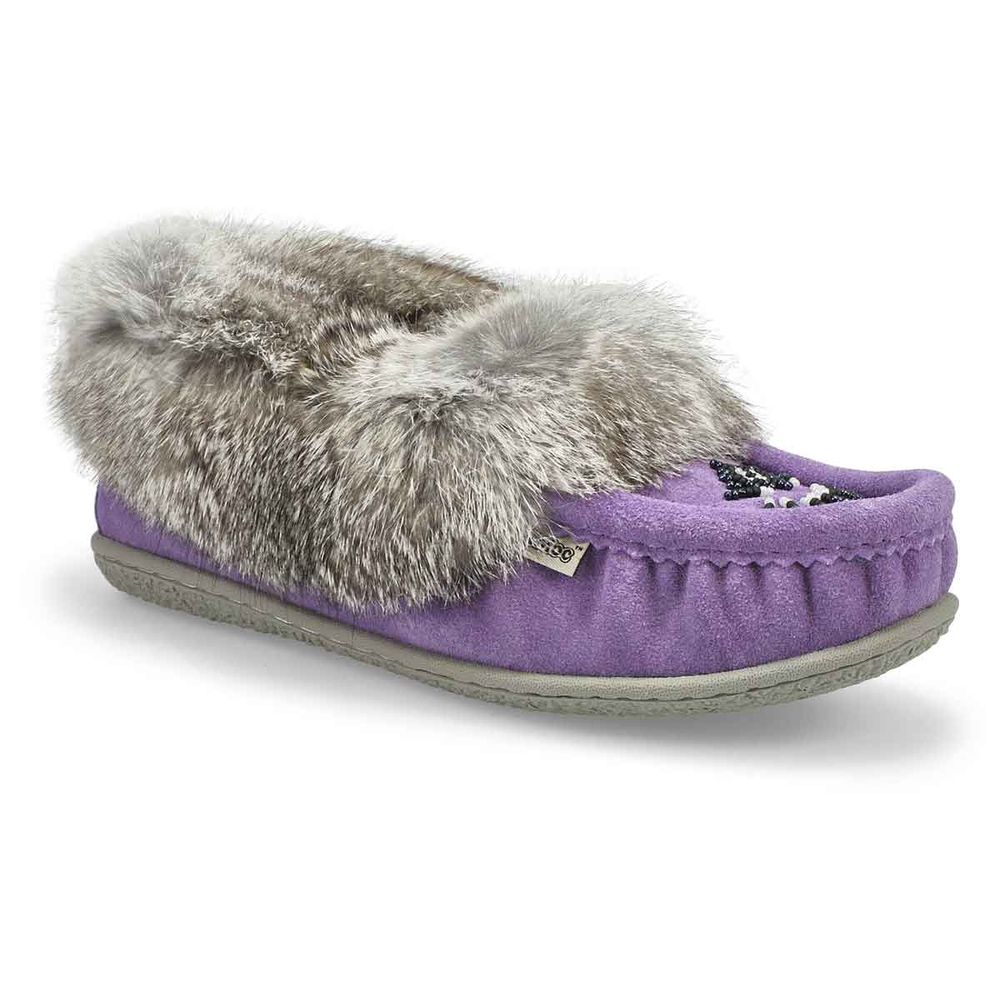 Womens Cute 5 Rabbit Fur SoftMocs - Lavender