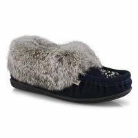 Womens Cute 5 Rabbit Fur SoftMocs - Navy