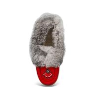 Ladies Cute 5 Rabbit Fur SoftMocs - Red