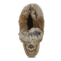 Womens Cute 5 Rabbit Fur SoftMocs - Sand