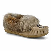 Womens Cute 5 Rabbit Fur SoftMocs - Sand