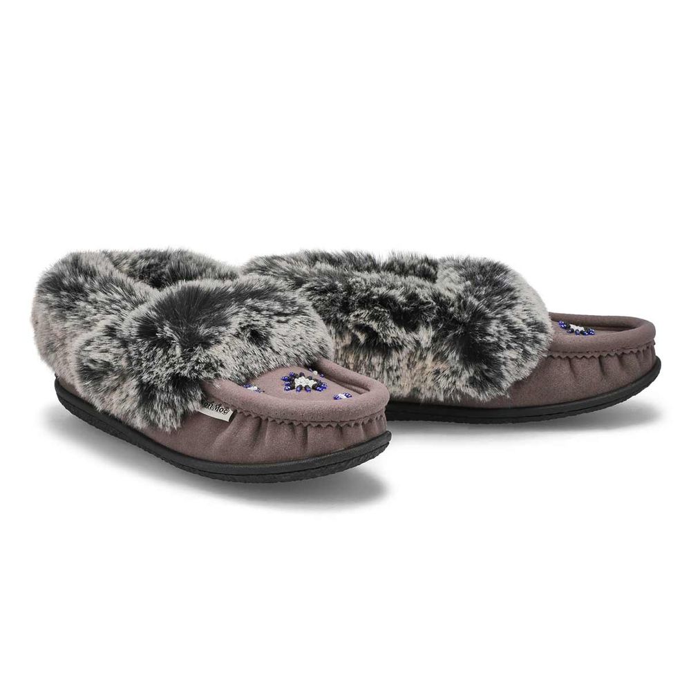 Womens Cute 5 V3 Faux Fur Vegan Moc - Grey