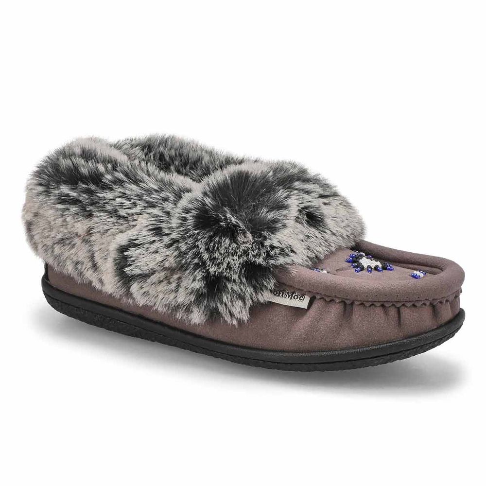 Womens Cute 5 V3 Faux Fur Vegan Moc - Grey