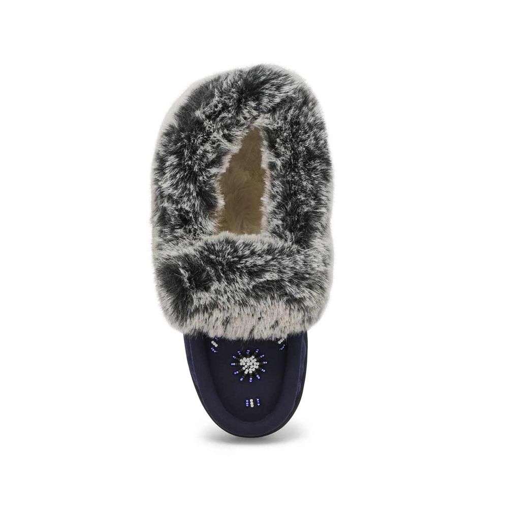 Womens Cute 5 V3 Faux Fur Vegan Moc - Navy