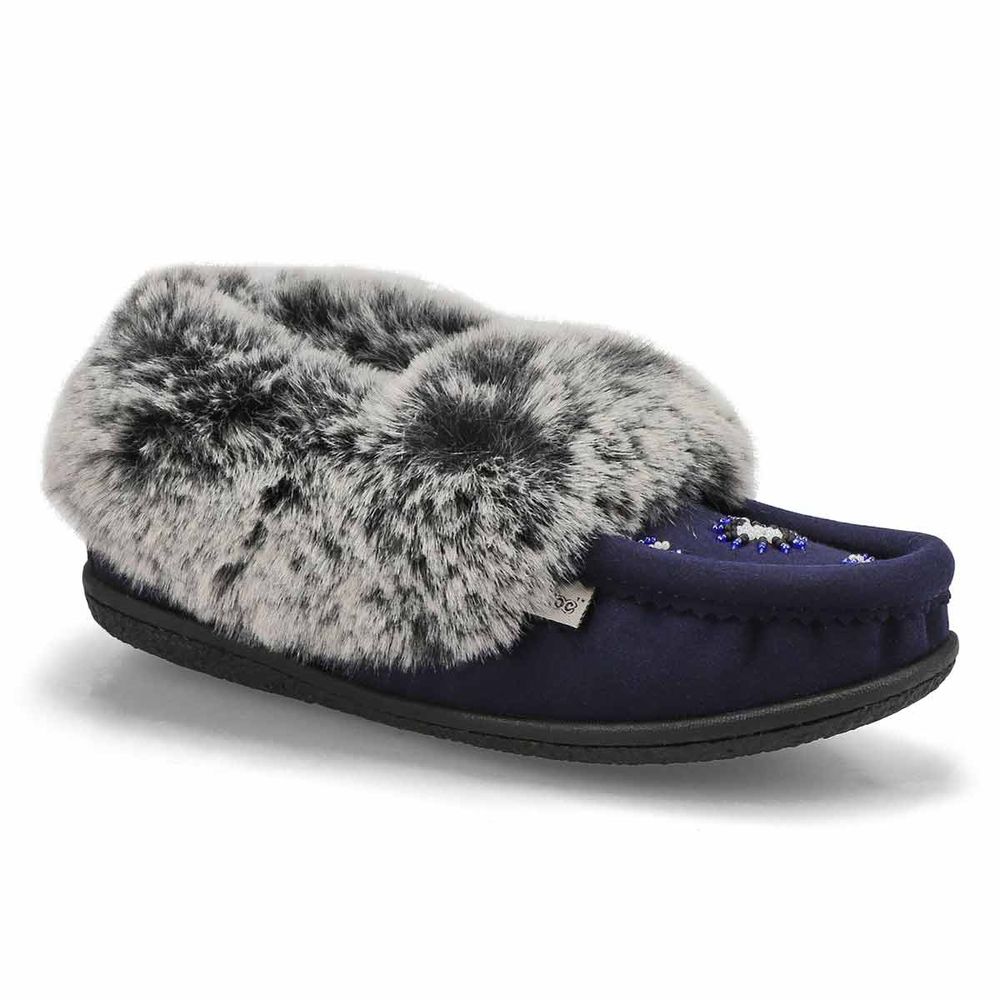 Womens Cute 5 V3 Faux Fur Vegan Moc - Navy