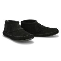 Womens Debra II Lo Suede Back Zip Fringe SoftMocs - Black