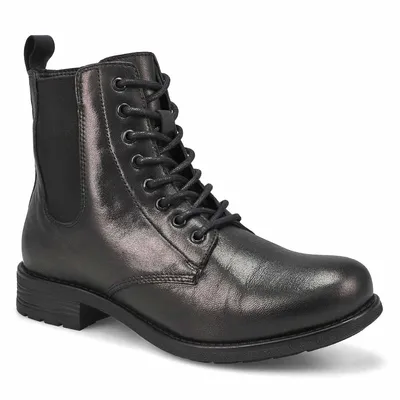 Womens Diana Leather Zip Boot - Black