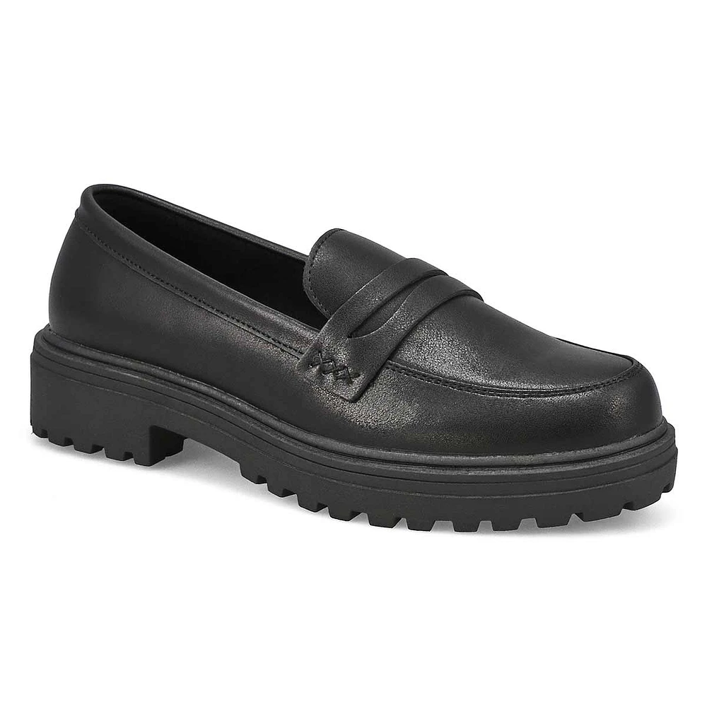 Womens  Dotty3 Leather Penny Loafer - Black