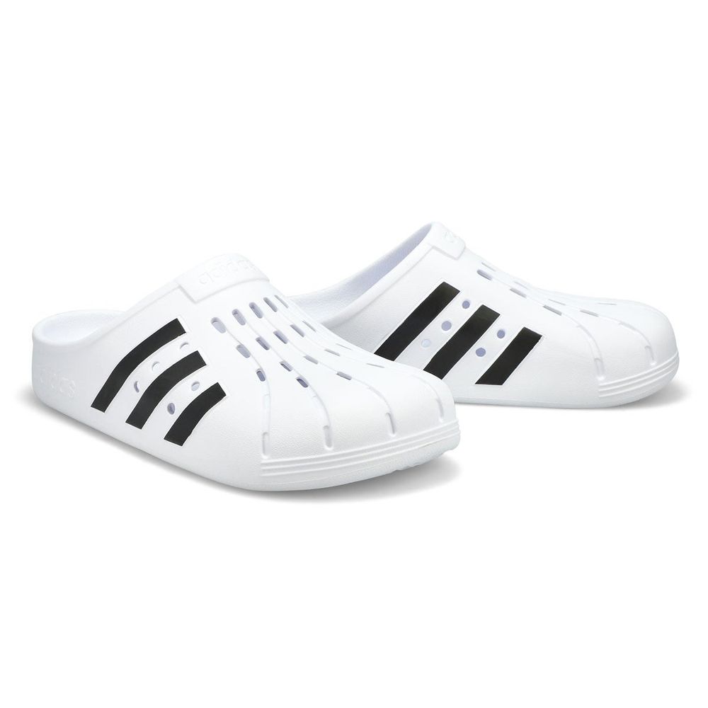 Mens Adilette Clog Slip On Shoe - Black/White