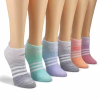 Womens Superlite Multi Space Dye No Show White Sock - 6pk