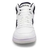 Mens Hoops 3.0 Mid Lace Up Sneaker - White/Ink/Red