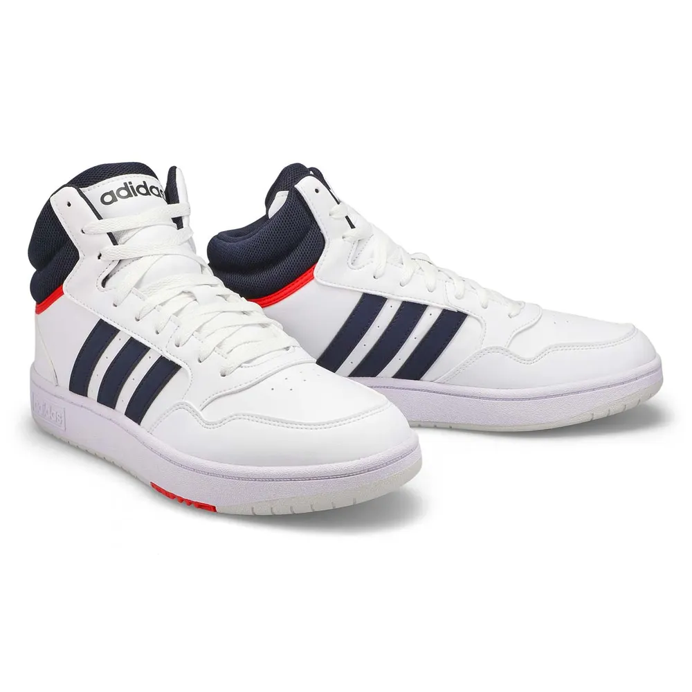 Mens Hoops 3.0 Mid Lace Up Sneaker - White/Ink/Red