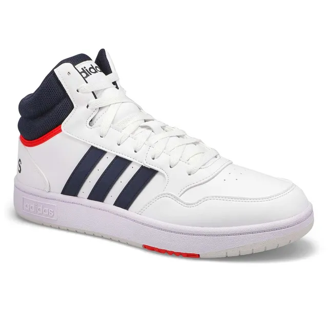 Mens Hoops 3.0 Mid Lace Up Sneaker - White/Ink/Red