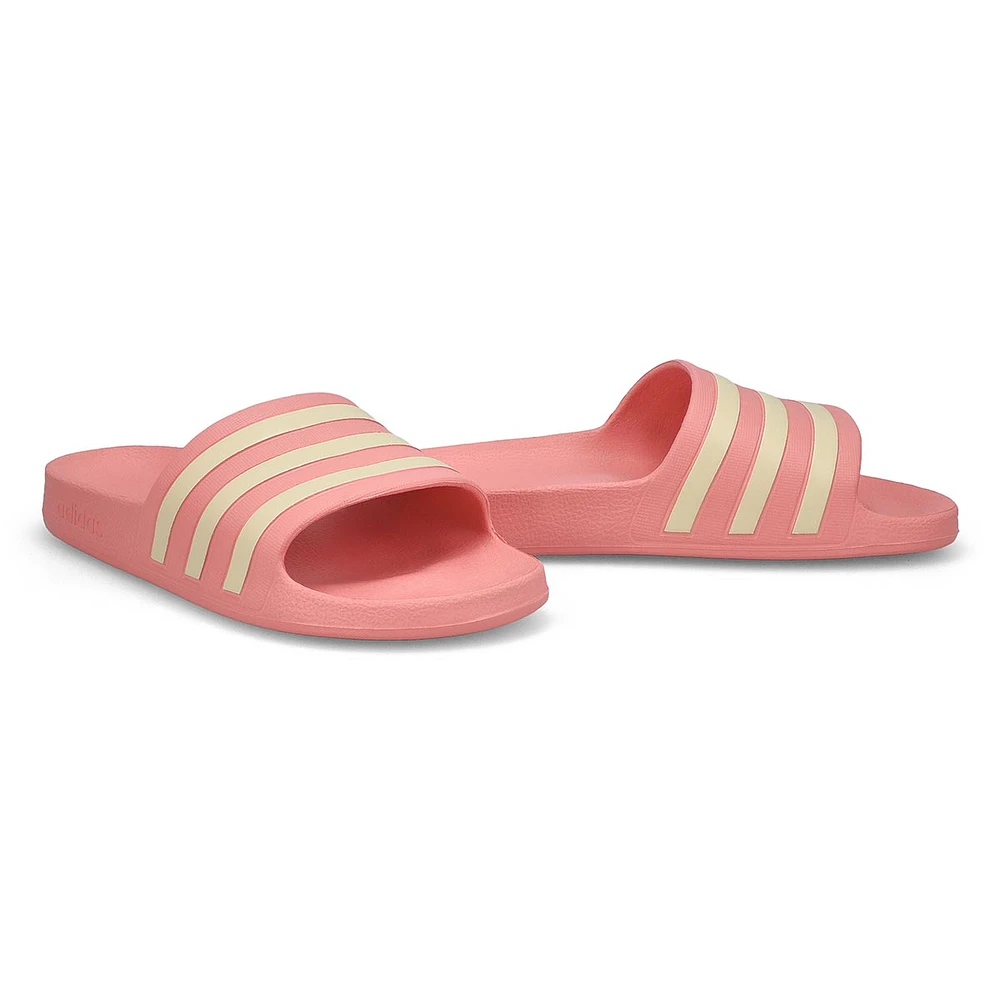 Womens Adilette Aqua Slide Sandal - Mauve/White