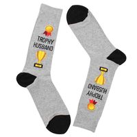 Mens Trophy Husband Sock - Grey Printed