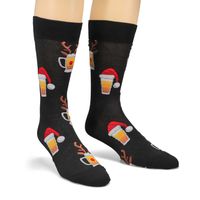 Mens Christmas Beers Printed Sock - Black