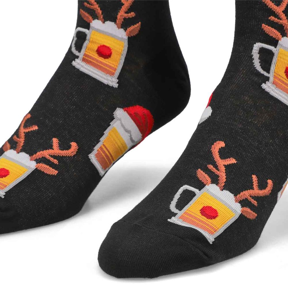 Mens Christmas Beers Printed Sock - Black