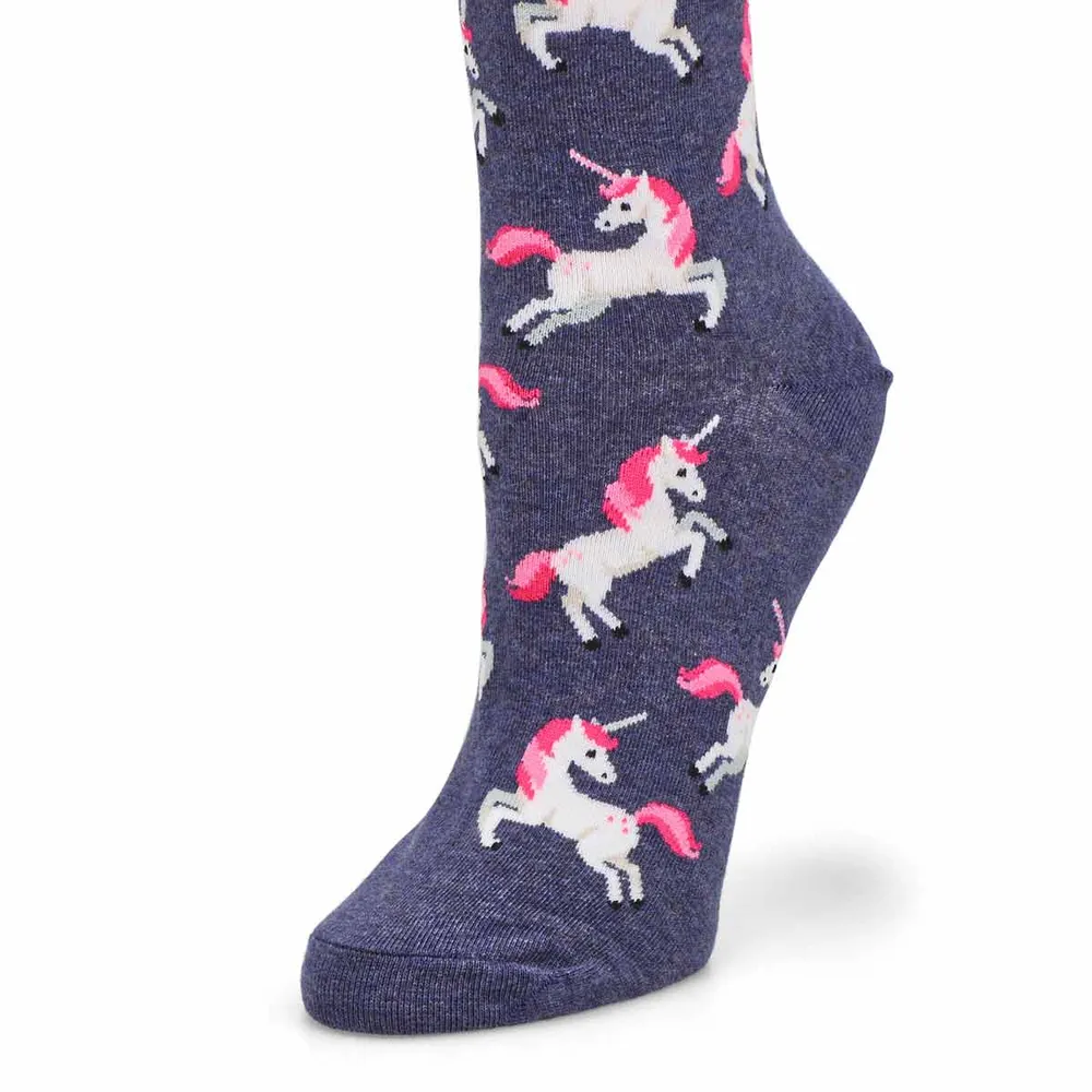 Womens Unicorn Crew Printed Sock - Demin