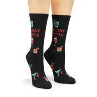Womens Holiday Spirits Printed Sock