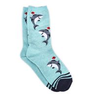 Womens Santa Shark Printed Sock