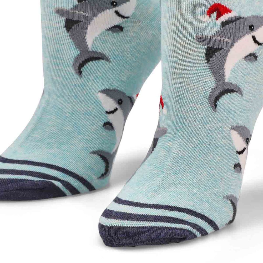 Womens Santa Shark Printed Sock