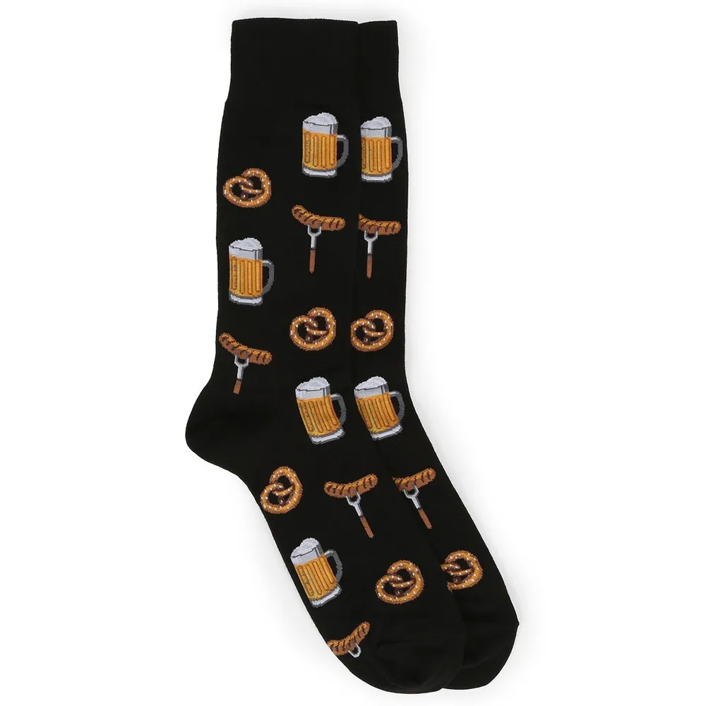 Mens Beer and Pretzel Printed Sock