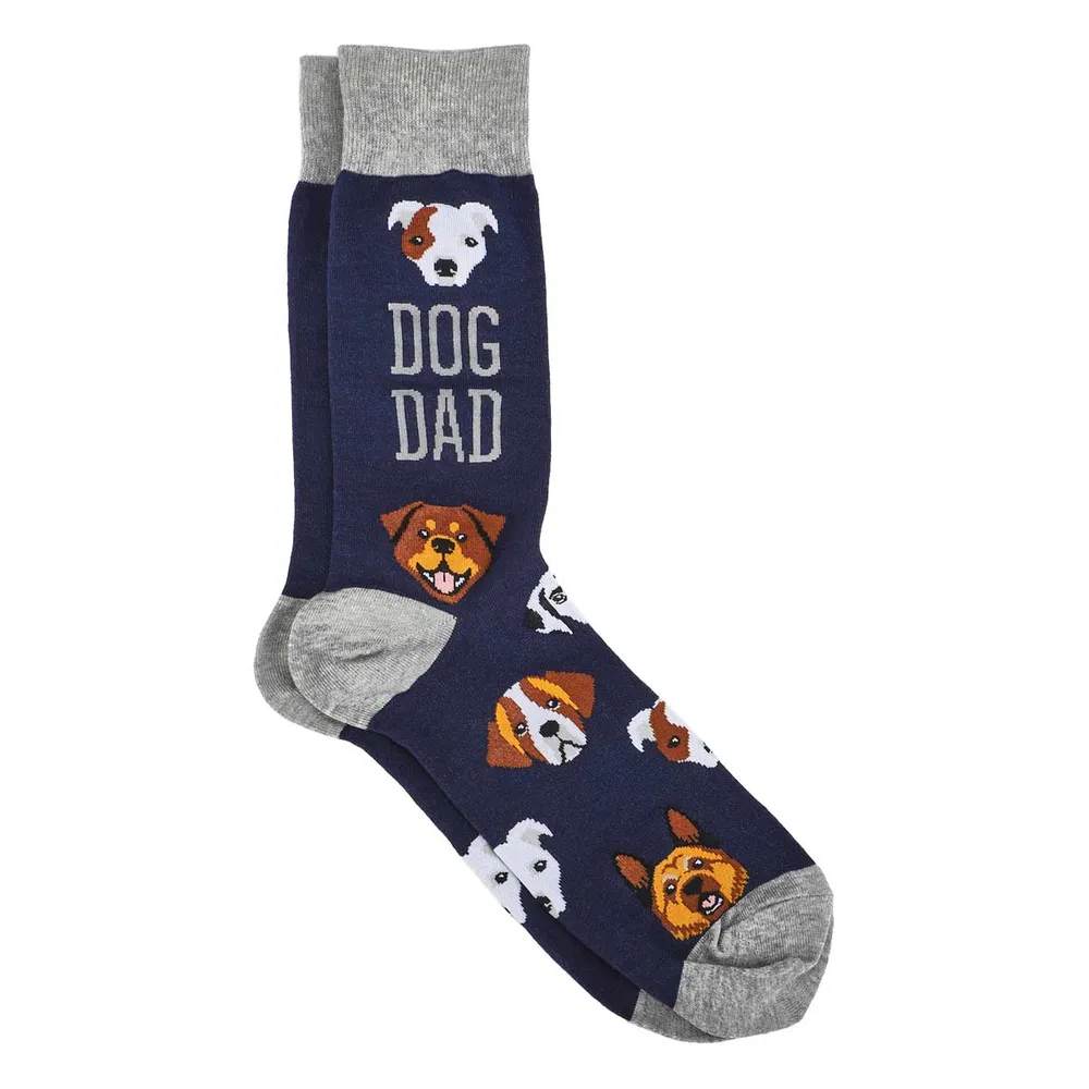 Mens Dog Dad Printed Sock - Navy