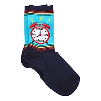 Womens Alarm Clock Crew Sock - Navy