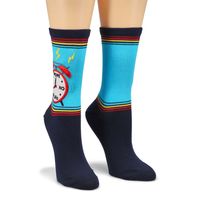 Womens Alarm Clock Crew Sock - Navy