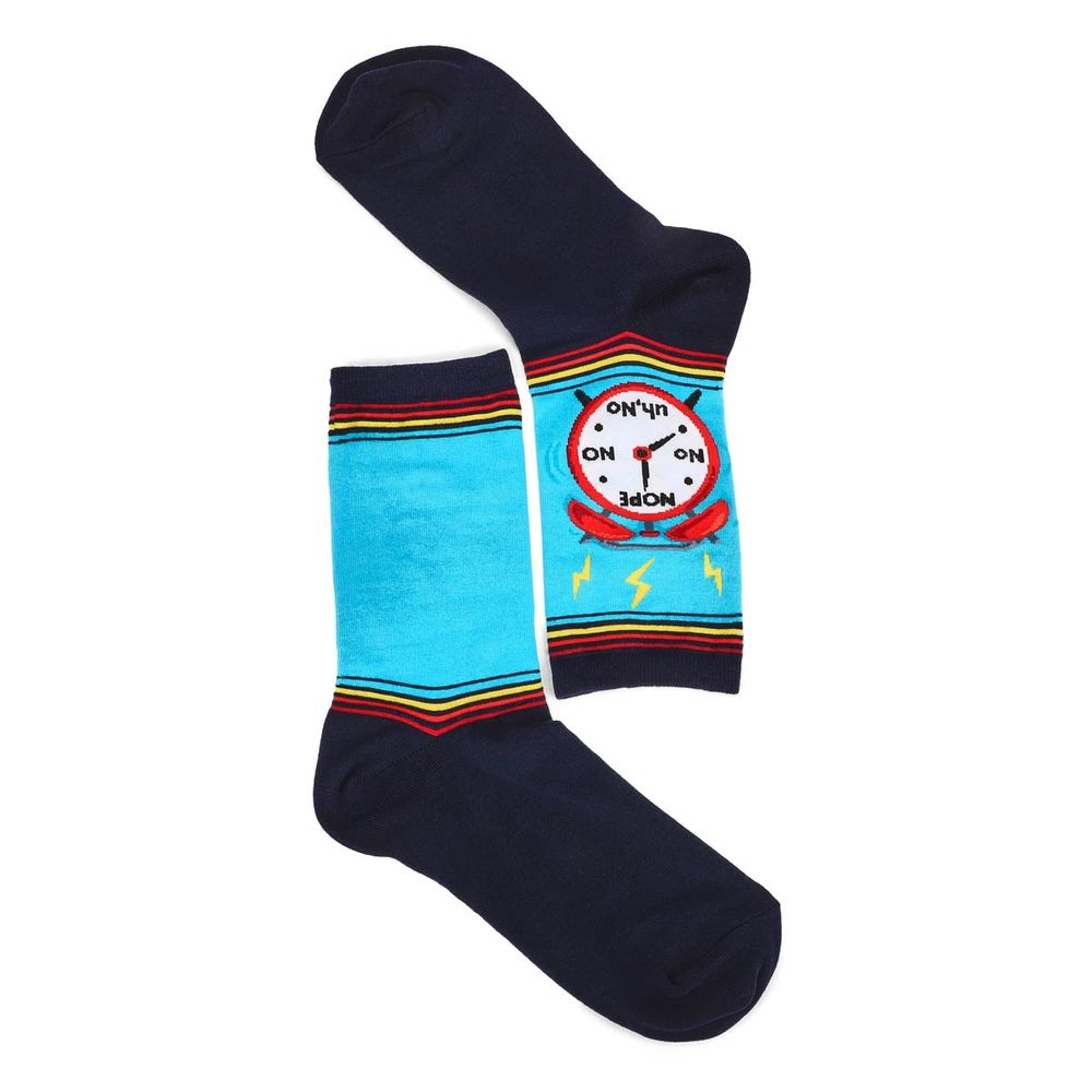 Womens Alarm Clock Crew Sock - Navy