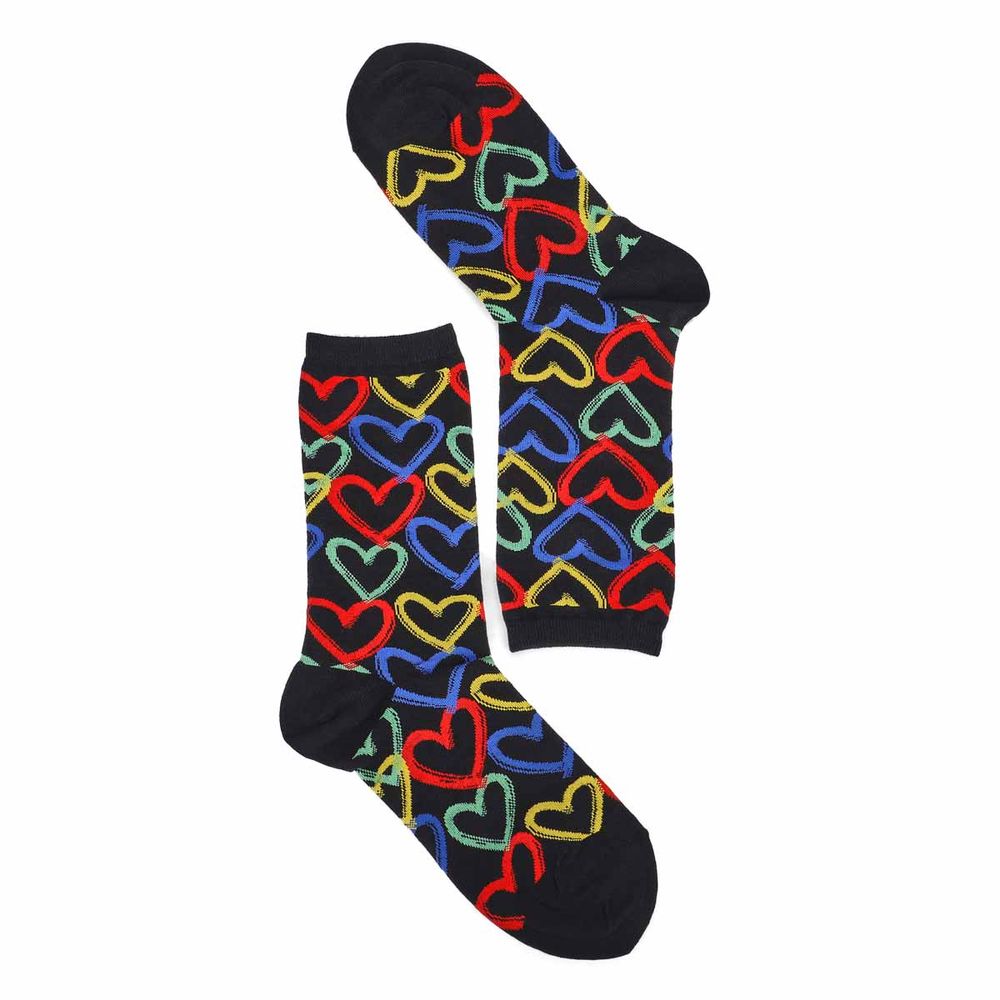 Womens Graffiti Hearts Crew Sock