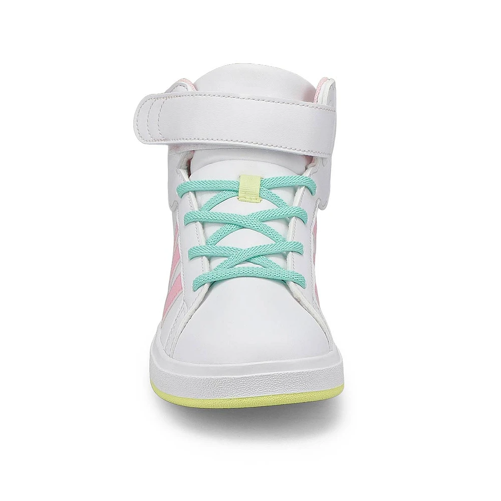 Girls  Grand Court Mid K Sneaker - White/Pink/Yellow