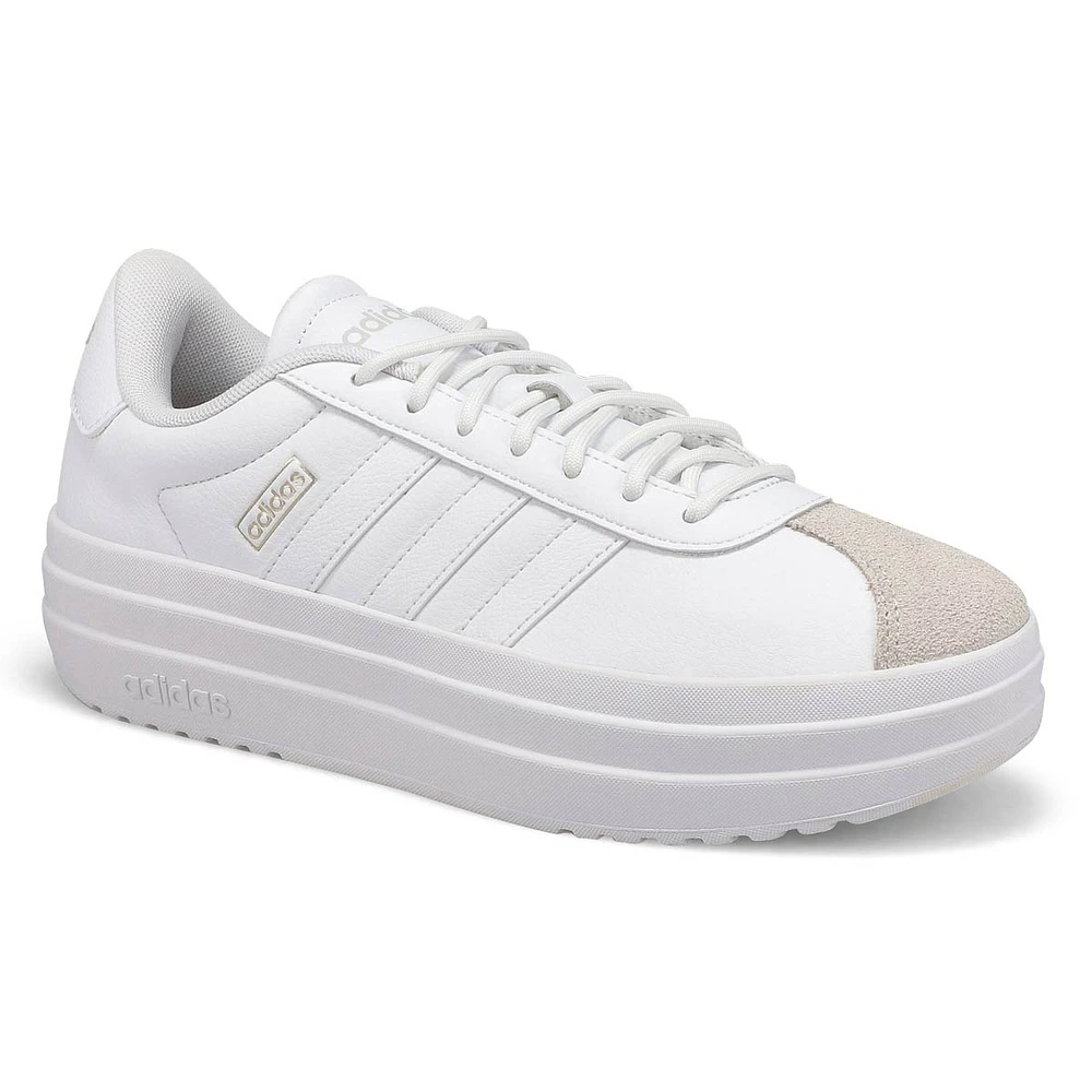 Womens  VL Court Bold Lace Up Sneaker - White/White/Crystal White