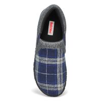 Mens Jacob Memory Foam Closed Back Slipper - Navy Plaid