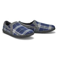 Mens Jacob Memory Foam Closed Back Slipper - Navy Plaid