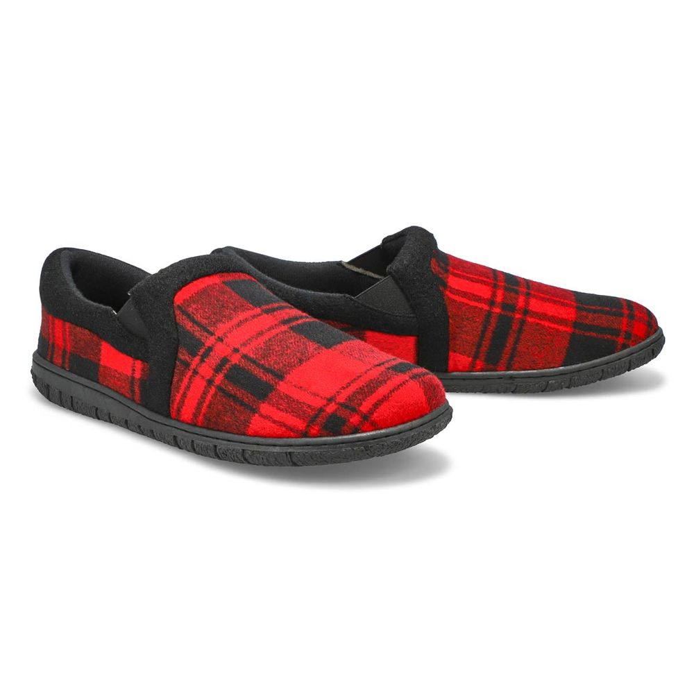 Mens Jacob Memory Foam Closed Back Slipper - Red Plaid