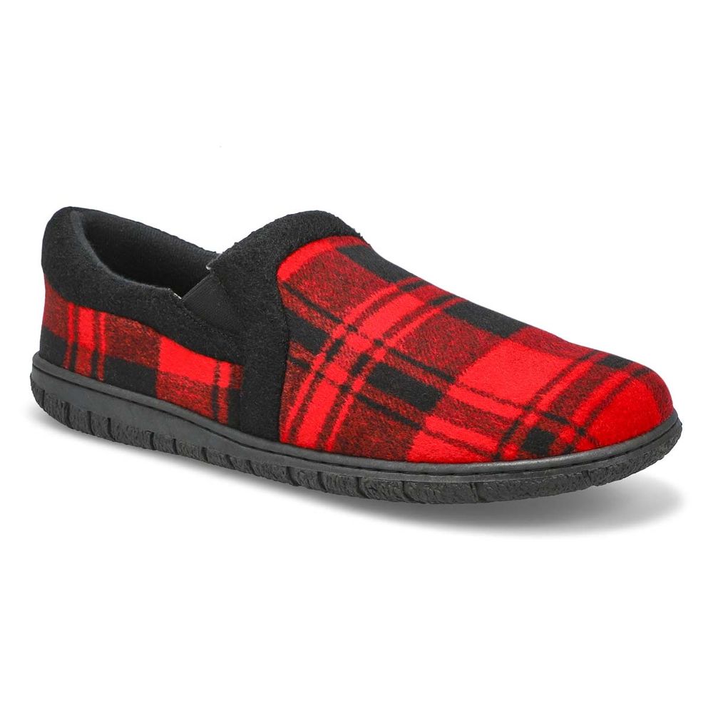 Mens Jacob Memory Foam Closed Back Slipper - Red Plaid