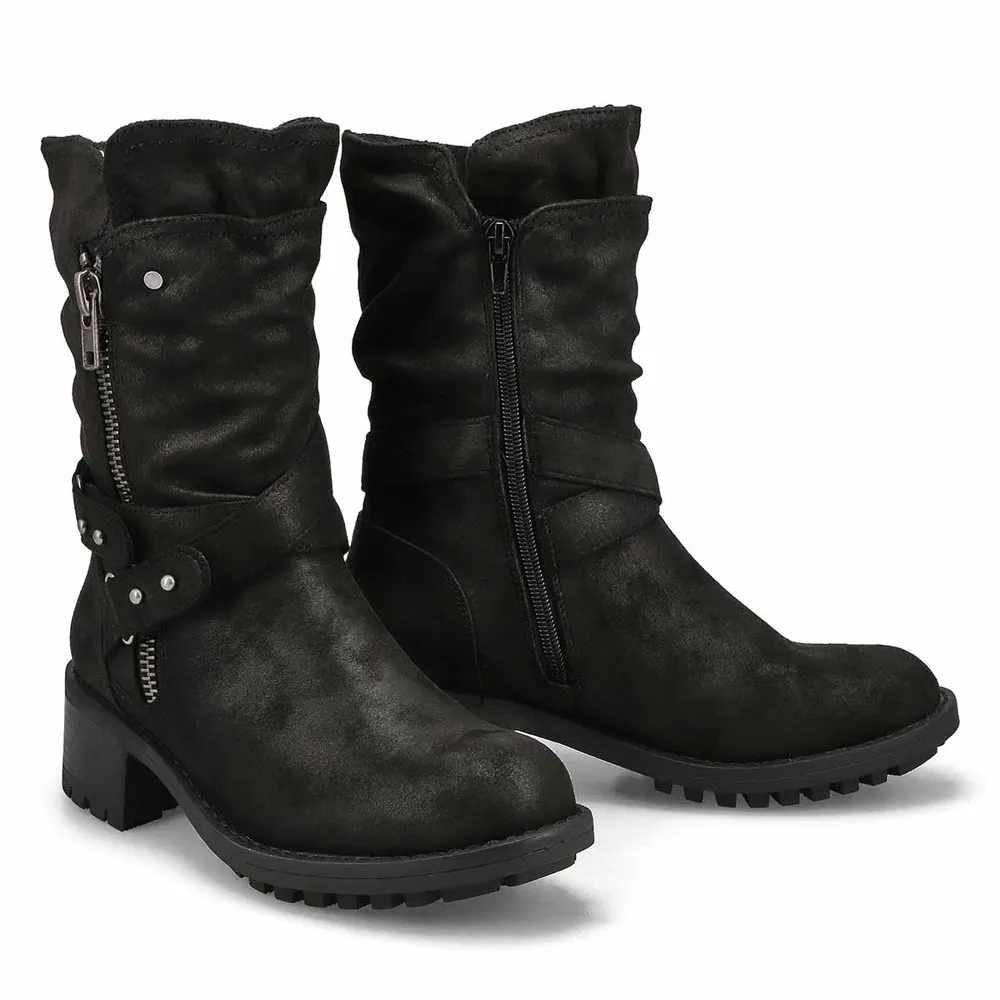 Womens Kassia Mid Calf Combat Boot - Black