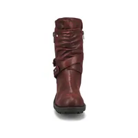 Womens Kassia Mid Calf Combat Boot -Wine