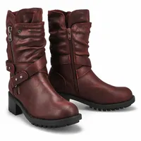 Womens Kassia Mid Calf Combat Boot -Wine