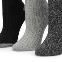 Womens Cable Knit Mlt Sock 3 Pack - Charcoal/Assorted