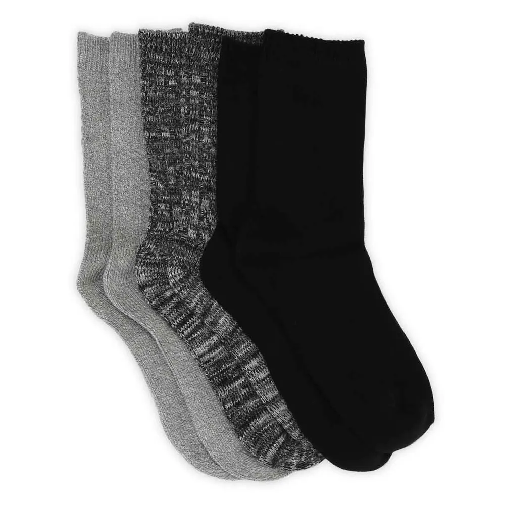 Womens Cable Knit Multi Crew Sock 3 Pack - Black/Assorted