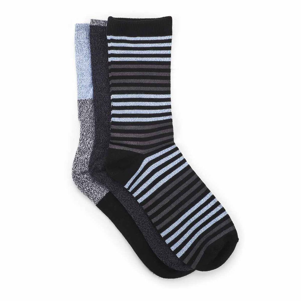 Womens Soft & Dreamy Crew Sock 3 Pack - Black/Multi